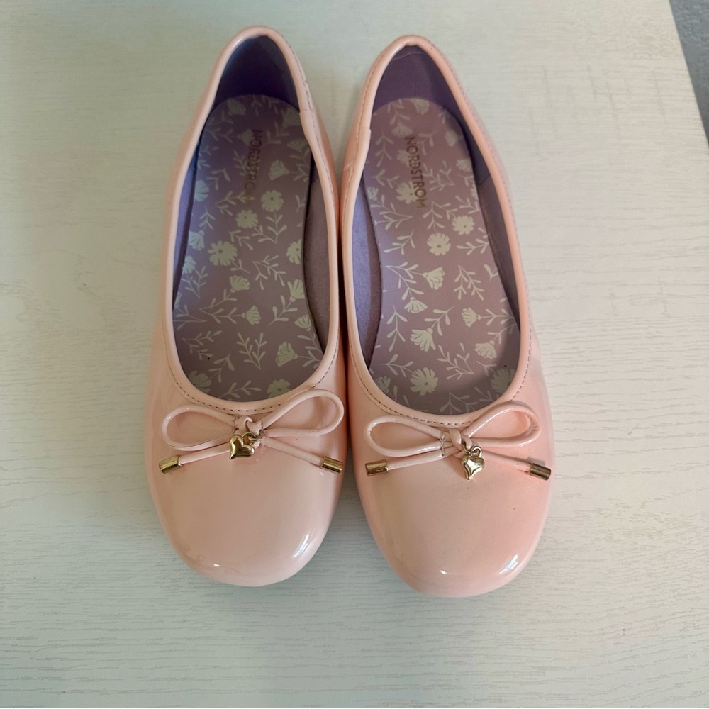 Nordstrom Girls Pink Patent Ballet Flats with Bow